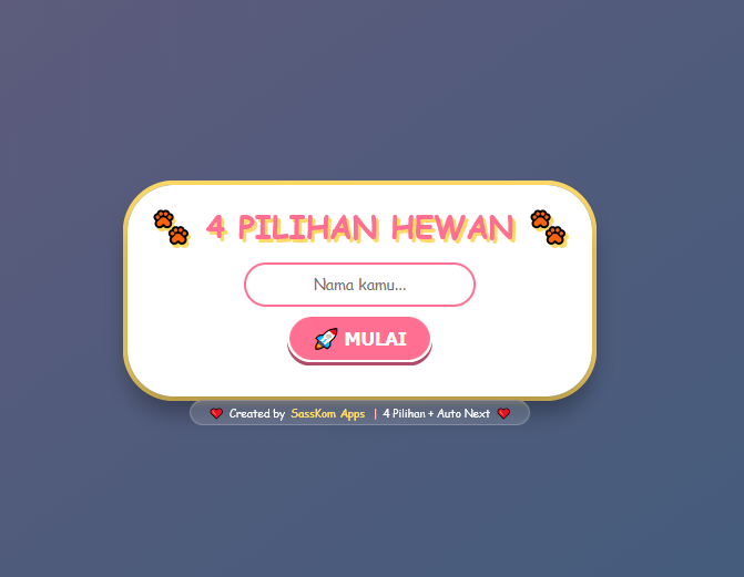 Aplikasi Game pilih hewan